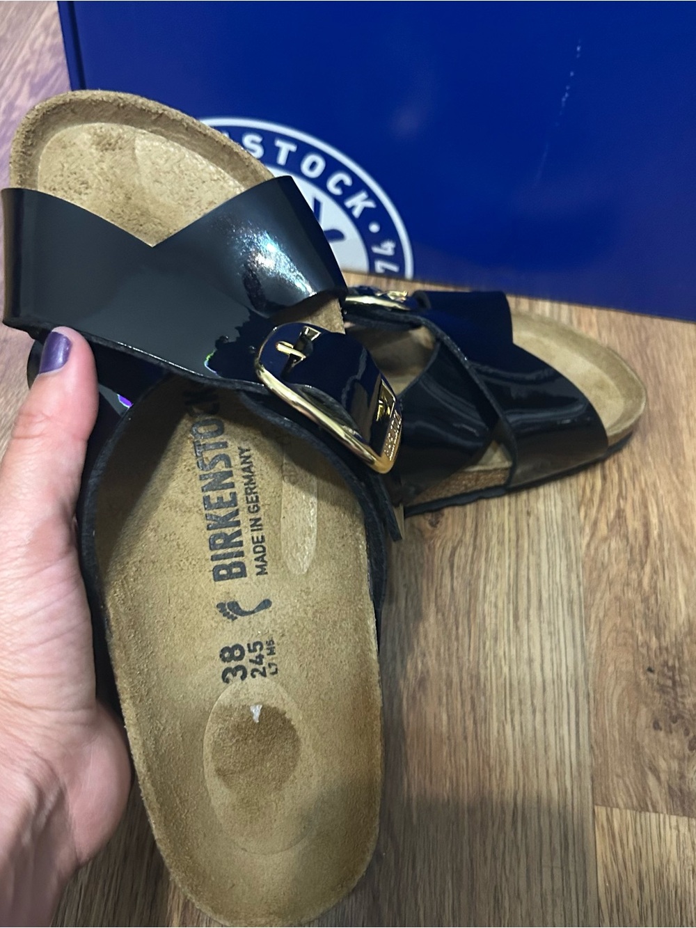 BIRKENSTOCK Siena big buckle black patent sandals shoes women’s eur 38 new - Picture 3 of 10
